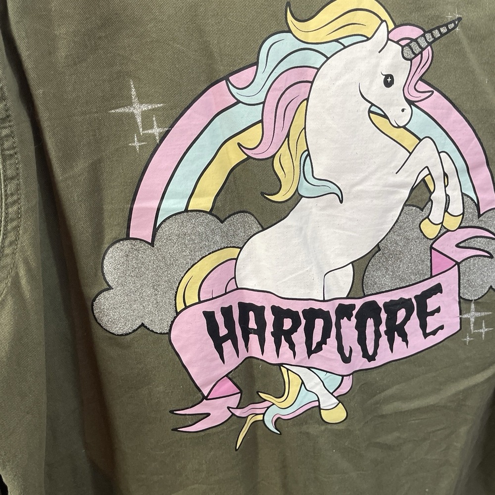 Hot Topic Hardcore Unicorn Womens Military Jacket  Size L Cute Goth Mall Goth‎ - Picture 13 of 13